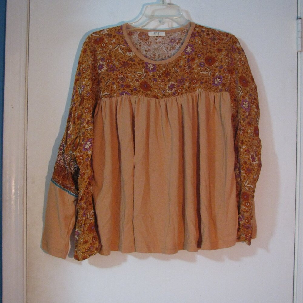 Easel Babydoll Top Small Orange Floral Oversized Flowy One Size Fits Most